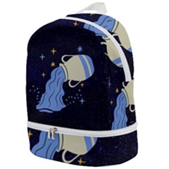 Aquarius Horoscope Astrology Zodiac Zip Bottom Backpack by Mariart