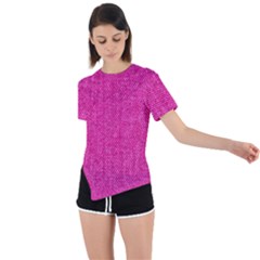 Pink Denim Design  Asymmetrical Short Sleeve Sports Tee by ArtsyWishy