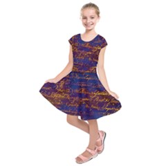 Majestic Purple And Gold Design Kids  Short Sleeve Dress by ArtsyWishy