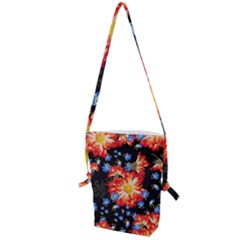 Orange And Blue Chamomiles Design Folding Shoulder Bag by ArtsyWishy