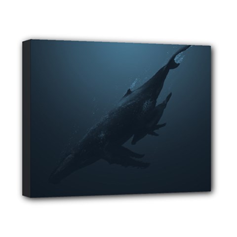 Blue Whale Family Canvas 10  X 8  (stretched) by goljakoff