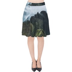 Mountain Landscape Velvet High Waist Skirt by goljakoff