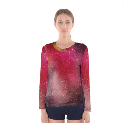 Red Galaxy Paint Women s Long Sleeve Tee by goljakoff