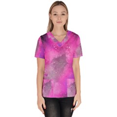 Purple Space Women s V-neck Scrub Top by goljakoff