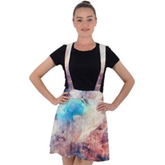 Galaxy Paint Velvet Suspender Skater Skirt by goljakoff