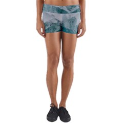 Blue Green Waves Yoga Shorts by goljakoff