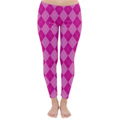 Pink Diamond Pattern Classic Winter Leggings by ArtsyWishy