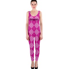 Pink Diamond Pattern One Piece Catsuit by ArtsyWishy
