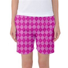 Pink Diamond Pattern Women s Basketball Shorts by ArtsyWishy