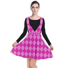 Pink Diamond Pattern Plunge Pinafore Dress by ArtsyWishy