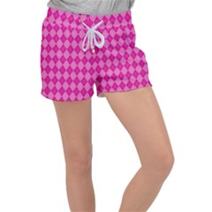 Pink Diamond Pattern Velour Lounge Shorts by ArtsyWishy