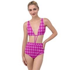 Pink Diamond Pattern Tied Up Two Piece Swimsuit by ArtsyWishy