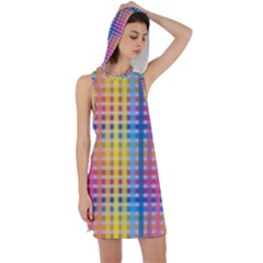 Digital Paper Stripes Rainbow Colors Racer Back Hoodie Dress by HermanTelo