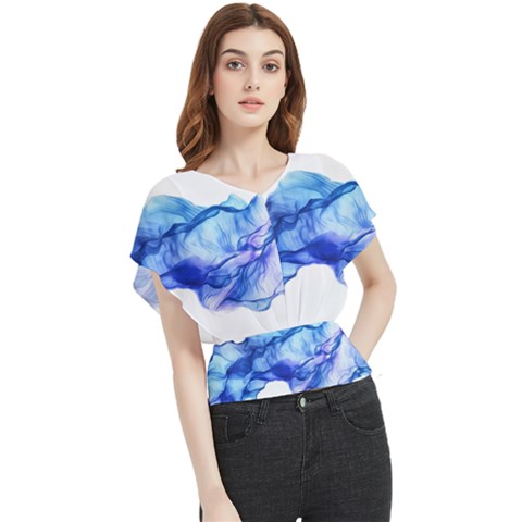 Blue Smoke Butterfly Chiffon Blouse by goljakoff