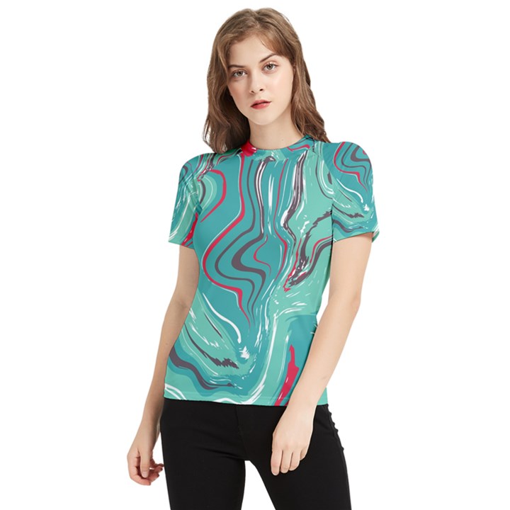 Green Vivid Marble Pattern 2 Women s Short Sleeve Rash Guard