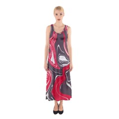 Red Vivid Marble Pattern 3 Sleeveless Maxi Dress by goljakoff