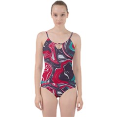 Red Vivid Marble Pattern 3 Cut Out Top Tankini Set by goljakoff