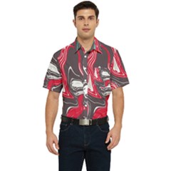 Red Vivid Marble Pattern 3 Men s Short Sleeve Pocket Shirt  by goljakoff