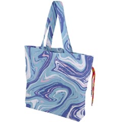 Blue Vivid Marble Pattern Drawstring Tote Bag by goljakoff