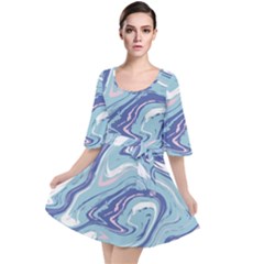 Blue Vivid Marble Pattern Velour Kimono Dress by goljakoff