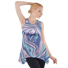 Blue Vivid Marble Pattern 10 Side Drop Tank Tunic by goljakoff