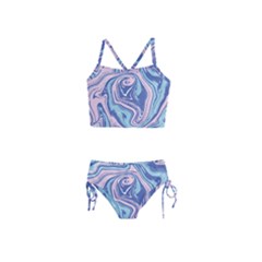 Blue Vivid Marble Pattern 10 Girls  Tankini Swimsuit by goljakoff