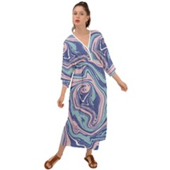 Blue Vivid Marble Pattern 10 Grecian Style  Maxi Dress by goljakoff