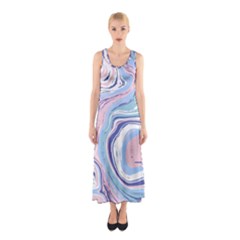 Rose And Blue Vivid Marble Pattern 11 Sleeveless Maxi Dress by goljakoff