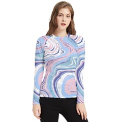 Rose And Blue Vivid Marble Pattern 11 Women s Long Sleeve Rash Guard by goljakoff