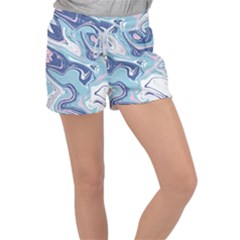 Blue Vivid Marble Pattern 12 Velour Lounge Shorts by goljakoff