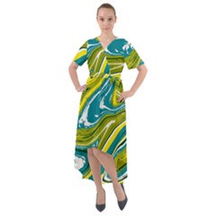 Vector Vivid Marble Pattern 13 Front Wrap High Low Dress by goljakoff