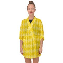 Yellow Diamonds Half Sleeve Chiffon Kimono by ArtsyWishy