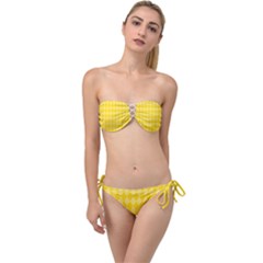 Yellow Diamonds Twist Bandeau Bikini Set by ArtsyWishy