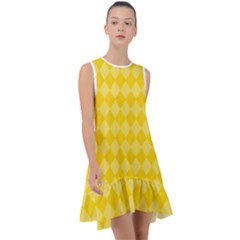 Yellow Diamonds Frill Swing Dress by ArtsyWishy