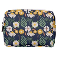 Flower Grey Pattern Floral Make Up Pouch (medium) by Dutashop