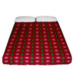 Snowflake Christmas Tree Pattern Fitted Sheet (california King Size) by Amaryn4rt