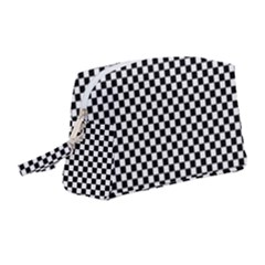 Black And White Checkerboard Background Board Checker Wristlet Pouch Bag (medium) by Amaryn4rt