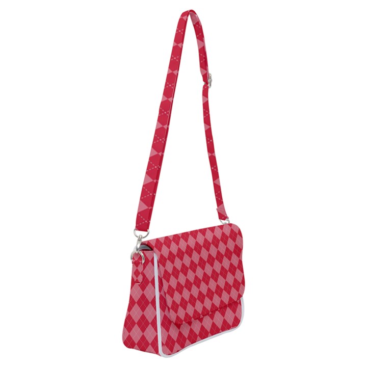 Red Diamonds Shoulder Bag with Back Zipper