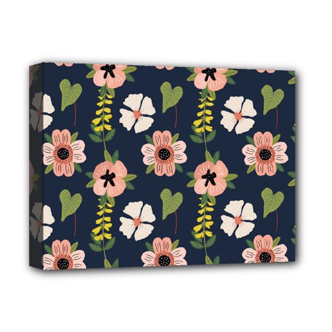 Flower White Grey Pattern Floral Deluxe Canvas 16  X 12  (stretched)  by Dutashop