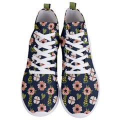 Flower White Grey Pattern Floral Men s Lightweight High Top Sneakers by Dutashop