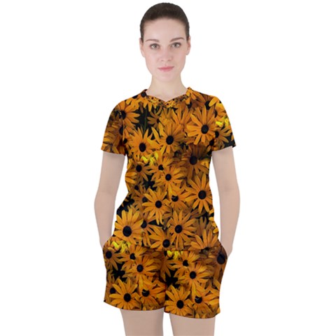 Rudbeckias  Women s Tee And Shorts Set by Sobalvarro