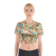 Mosaic Print Yellow Cotton Crop Top by designsbymallika