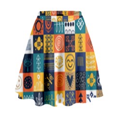 Tribal Love Pattern High Waist Skirt by designsbymallika
