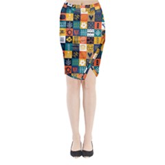Tribal Love Pattern Midi Wrap Pencil Skirt by designsbymallika