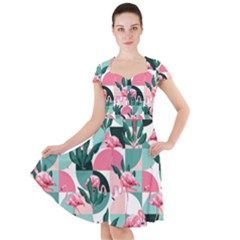 Beautiful Flamingo Pattern Cap Sleeve Midi Dress by designsbymallika