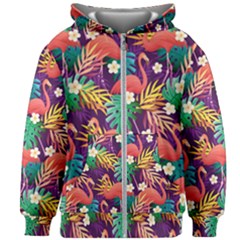 Flamingo Love Kids  Zipper Hoodie Without Drawstring by designsbymallika