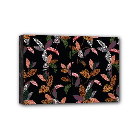 Animal Print Leaves Pattern Mini Canvas 6  X 4  (stretched) by designsbymallika