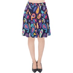 Paisley Baatik Purple Print Velvet High Waist Skirt by designsbymallika
