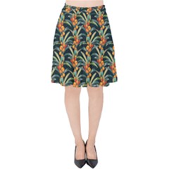Orange Flower Love Velvet High Waist Skirt by designsbymallika