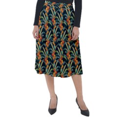 Orange Flower Love Classic Velour Midi Skirt  by designsbymallika